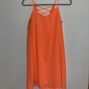 Bright Orange Strapless Dress